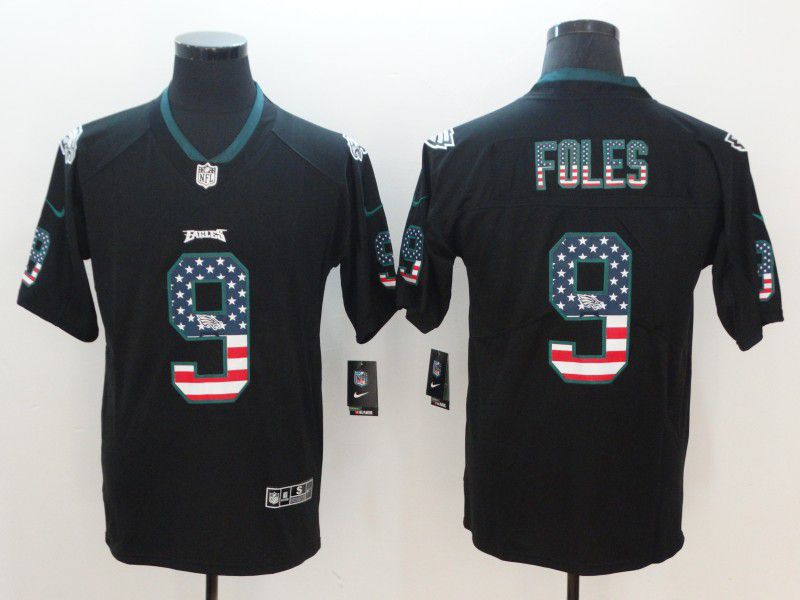 Men Philadelphia Eagles #9 Foles Nike USA Flag Fashion Black Color Rush Limited NFL Jerseys